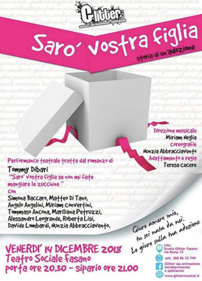La Compagnia Glitter al Teatro Sociale in ‘Sarò vostra figlia’ La Compagnia Glitter al Teatro Sociale in 'Sarò vostra figlia' - Osservatorio Fasano