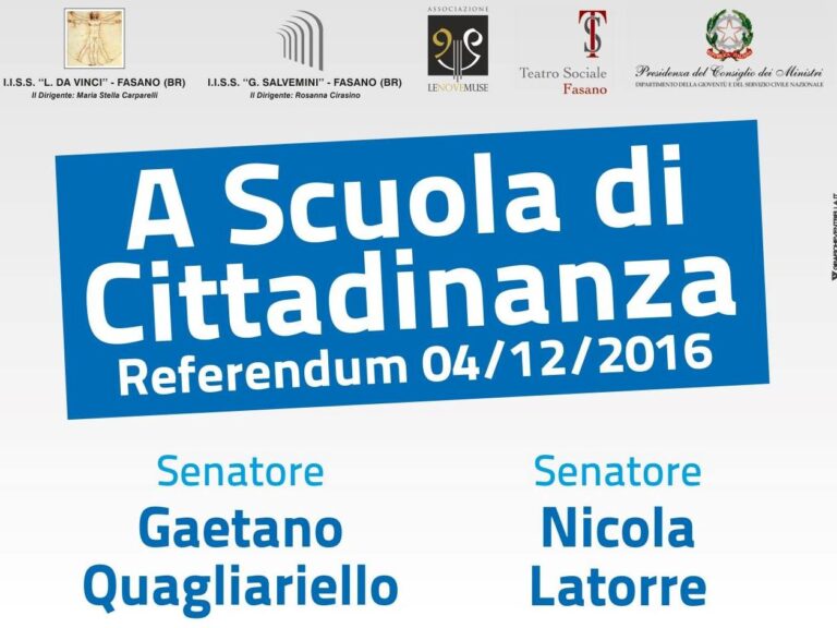 Studenti del 'Da Vinci' e del 'Salvemini' di Fasano a 'Scuola di Cittadinanza' - Osservatorio Fasano
