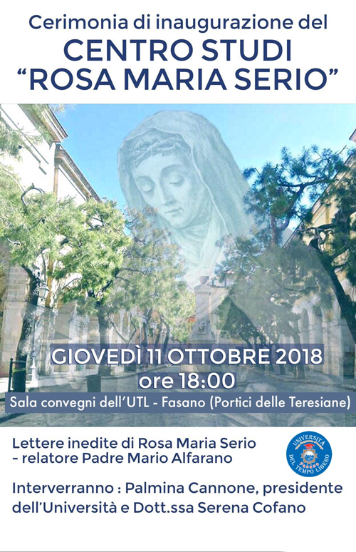Inaugurazione del Centro Studi “Rosa Maria Serio” Inaugurazione del Centro Studi "Rosa Maria Serio" - Osservatorio Fasano