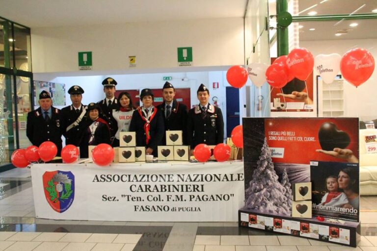 L'Associazione Nazionale Carabinieri di Fasano al fianco di Telethon - Osservatorio Fasano