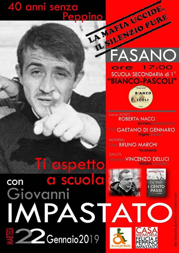 ‘Oltre i cento passi’ di Giovanni Impastato alla Bianco- Pascoli 'Oltre i cento passi' di Giovanni Impastato alla Bianco- Pascoli - Osservatorio Fasano