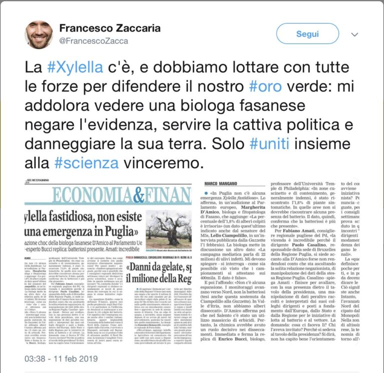 A Fasano c’è chi afferma che l’emergenza Xylella non esiste A Fasano c'è chi afferma che l'emergenza Xylella non esiste - Osservatorio Fasano