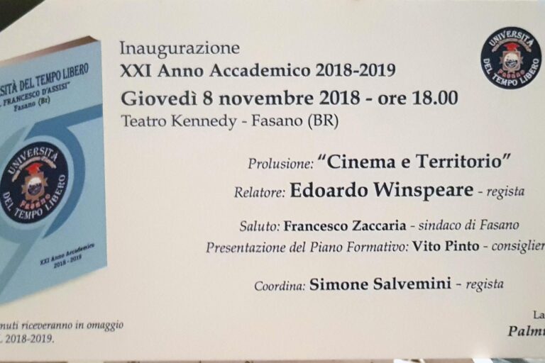 Inaugurazione XXI anno accademico dell’Università del Tempo Libero Inaugurazione XXI anno accademico dell'Università del Tempo Libero - Osservatorio Fasano