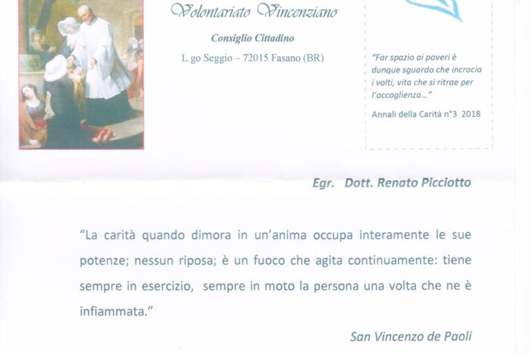 L’imprenditore italo svizzero ha fatto una cospicua donazione al Gruppo di Volontariato Vincenziano L'imprenditore italo svizzero ha fatto una cospicua donazione al Gruppo di Volontariato Vincenziano - Osservatorio Fasano
