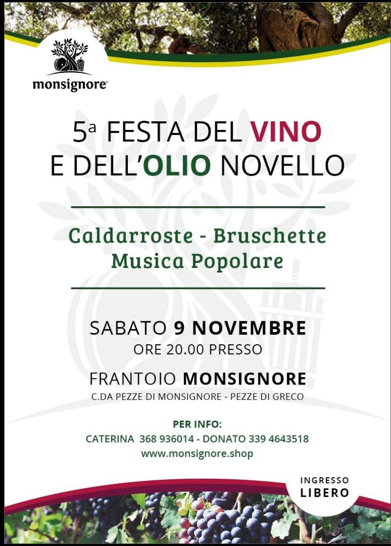 5ª Festa del Vino e Olio Novello a Pezze Monsignore 5ª Festa del Vino e Olio Novello a Pezze Monsignore - Osservatorio Fasano
