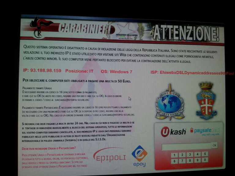 Si chiama ”Ramsonware” e chiede 100 euro per sbloccare il pc Si chiama ''Ramsonware'' e chiede 100 euro per sbloccare il pc - Osservatorio Fasano