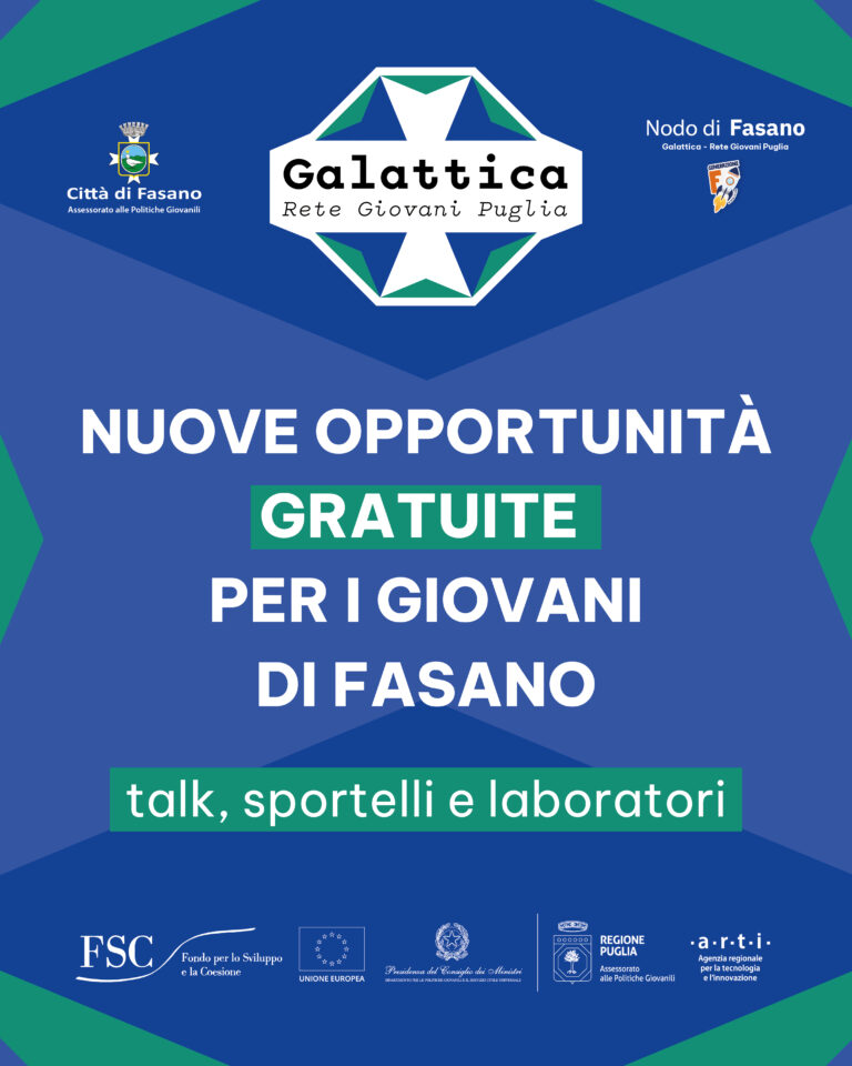Politiche Giovanili, progetto "Galattica": incontri, laboratori creativi e sportelli gratuiti per i giovani di Fasano - Osservatorio Fasano