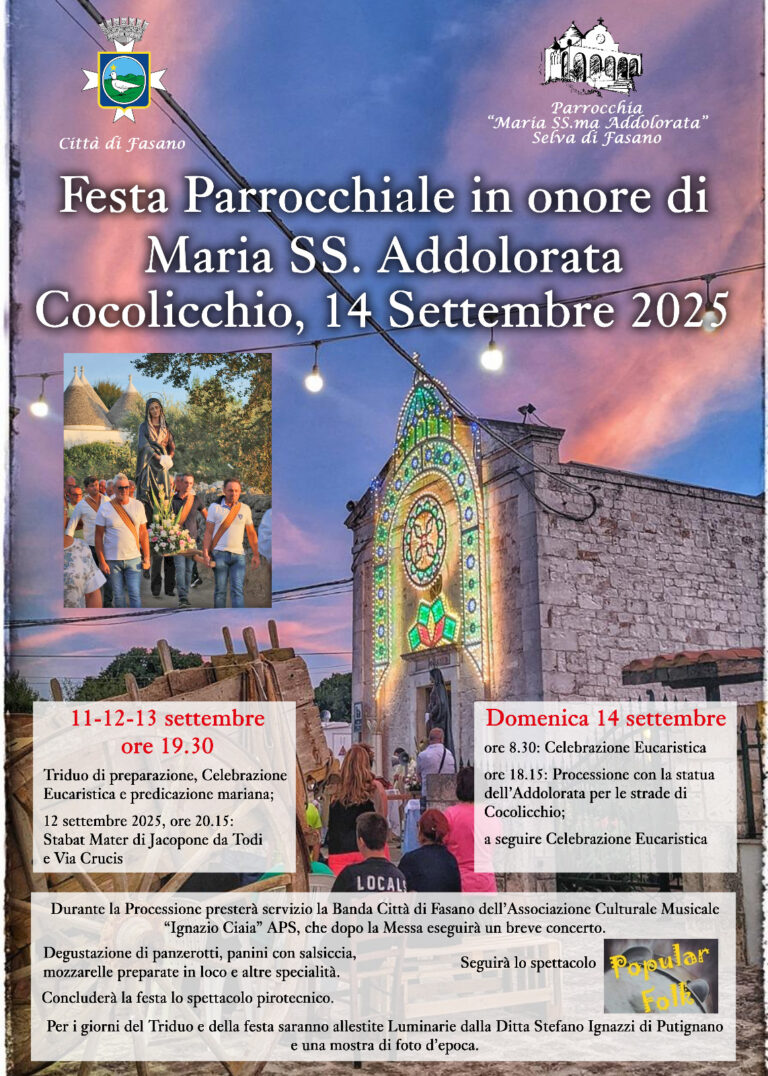 Fede, Tradizione e Comunità: Cocolicchio festeggia Maria Ss. Addolorata - Osservatorio Fasano