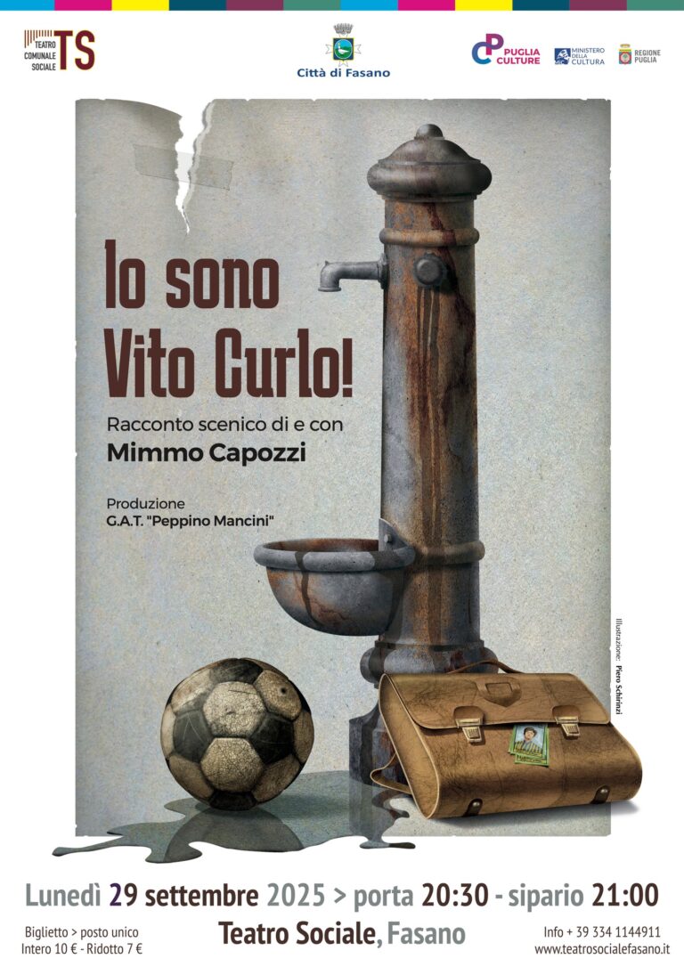 “Io sono Vito Curlo”, lo spettacolo di e con Mimmo Capozzi replica al Teatro Sociale “Io sono Vito Curlo”, lo spettacolo di e con Mimmo Capozzi replica al Teatro Sociale - Osservatorio Fasano