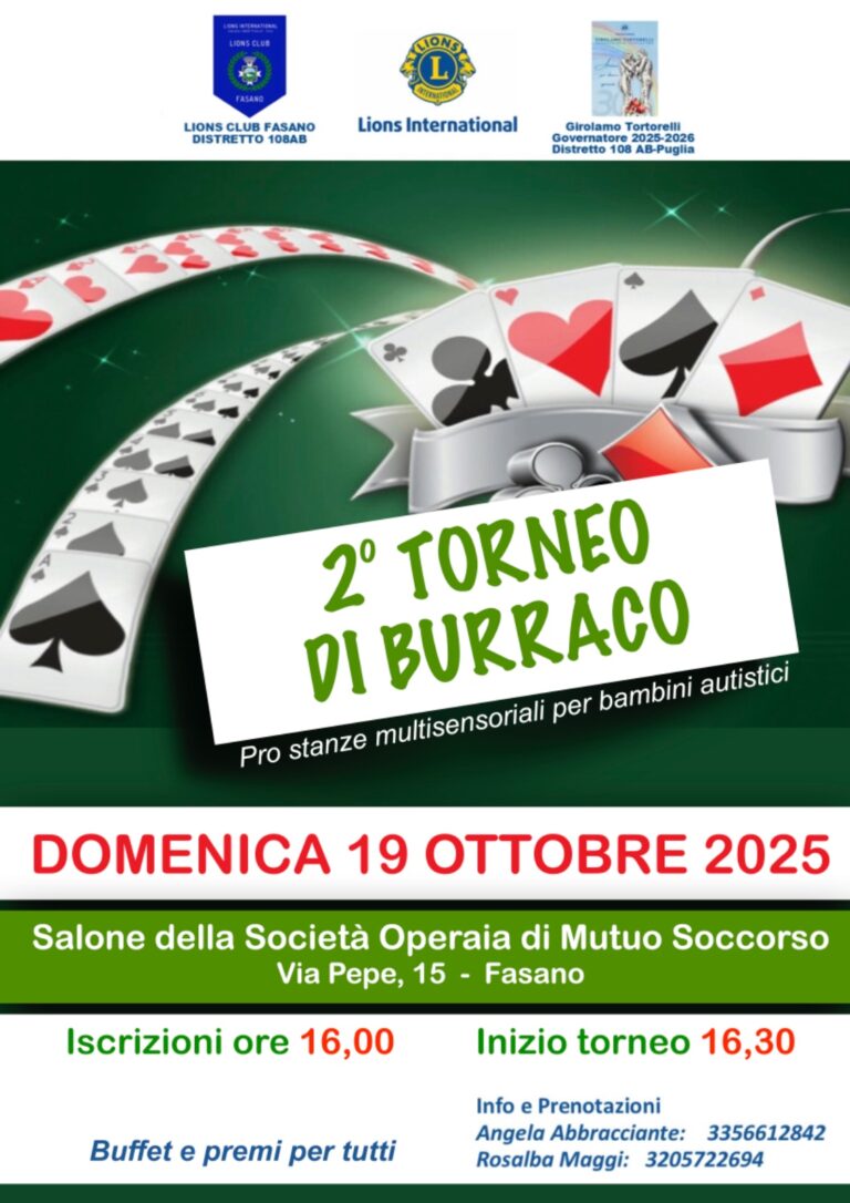 Il Lions Club Fasano raccoglie fondi per la realizzazione di aule multisensoriali per ragazzi autistici. - Osservatorio Fasano