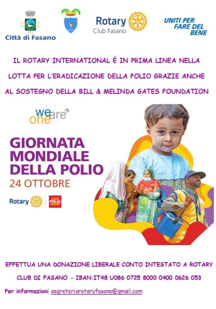 Rotary Fasano in campo per la Giornata Mondiale della Polio Rotary Fasano in campo per la Giornata Mondiale della Polio - Osservatorio Fasano
