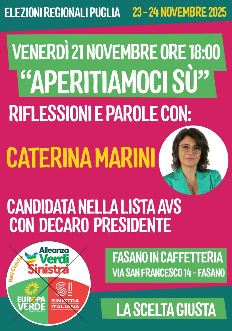 Caterina Marini chiude la sua campagna elettorale in Cafeteria a Fasano - Osservatorio Fasano