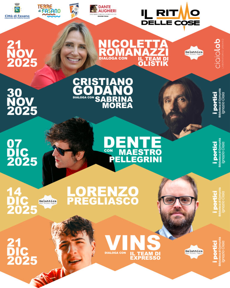 Fasano presenta “Il Ritmo delle Cose”: cinque talk dedicati alle nuove generazioni Fasano presenta “Il Ritmo delle Cose”: cinque talk dedicati alle nuove generazioni - Osservatorio Fasano