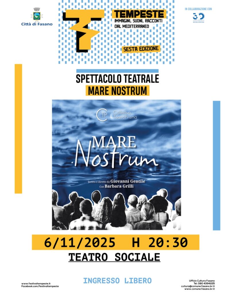 “L’altro. Un romanzo” di Pippo Pollina dà il via alla 6ª edizione del Festival "Tempeste" - Osservatorio Fasano