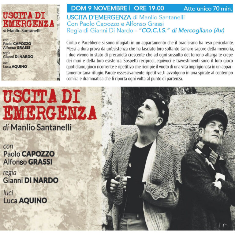 “Uscita di emergenza”, un testo del napoletano Santanelli per il 4° spettacolo in concorso al “Di scena a Fasano” - Osservatorio Fasano