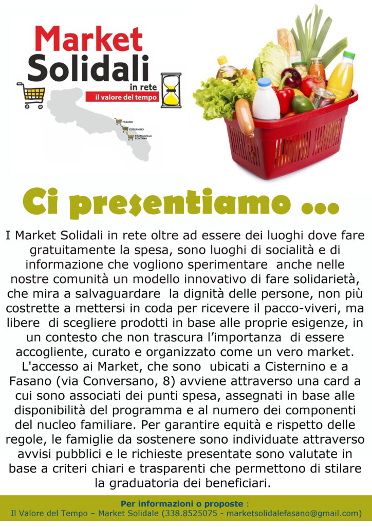 La solidarietà è spesa bene! - Osservatorio Fasano La solidarietà è spesa bene! - Osservatorio Fasano
