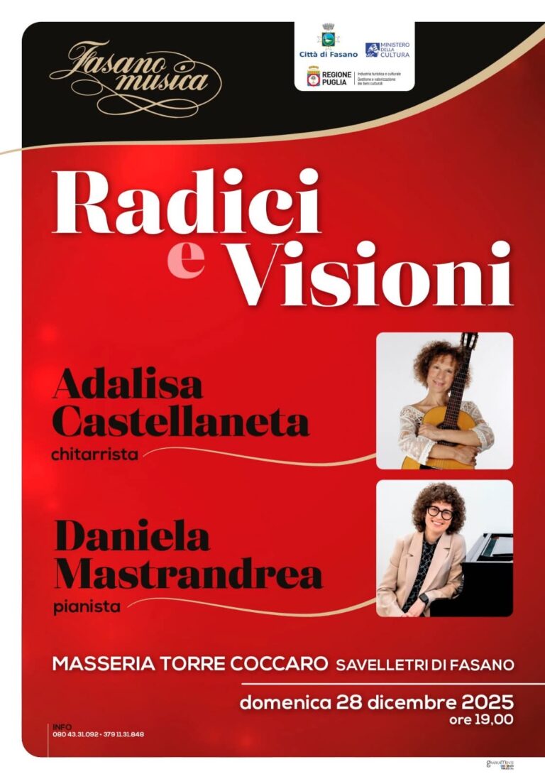 Fasanomusica, concerto speciale di fine anno a Torre Coccaro: “Radici & Visioni” tra classica e contemporanea Fasanomusica, concerto speciale di fine anno a Torre Coccaro: “Radici & Visioni” tra classica e contemporanea - Osservatorio Fasano