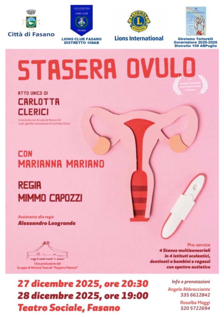 l Lions e i Leo di Fasano sostengono la realizzazione di quattro aule multisensoriali con uno spettacolo teatrale - Osservatorio Fasano
