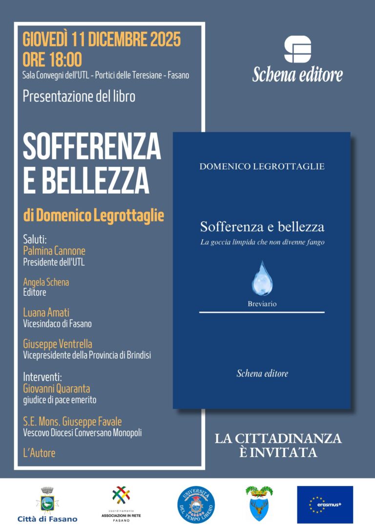 L’UTL presenta «Sofferenza e bellezza» di Domenico Legrottaglie L’UTL presenta «Sofferenza e bellezza» di Domenico Legrottaglie - Osservatorio Fasano