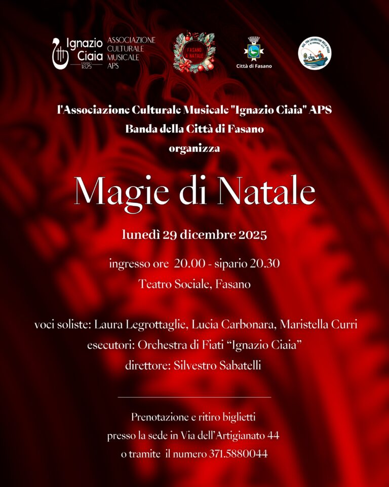 Fasano si accende con le “Magie di Natale”: la musica che unisce le generazioni Fasano si accende con le “Magie di Natale”: la musica che unisce le generazioni - Osservatorio Fasano