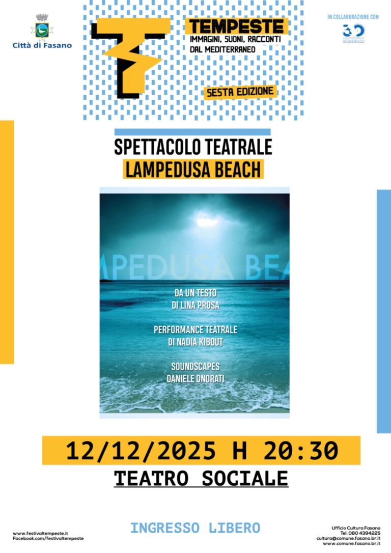 Festival Tempeste: “Lampedusa Beach” al Teatro Sociale - Osservatorio Fasano