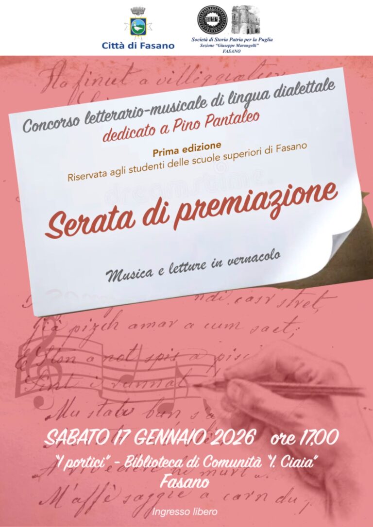 Un concorso per ricordare Pino Pantaleo, cultore del dialetto Un concorso per ricordare Pino Pantaleo, cultore del dialetto - Osservatorio Fasano