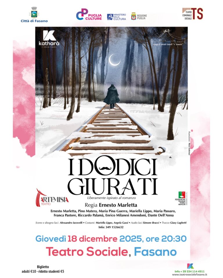 “I dodici giurati”, un giallo teatrale per la Rassegna Katharà - Osservatorio Fasano
