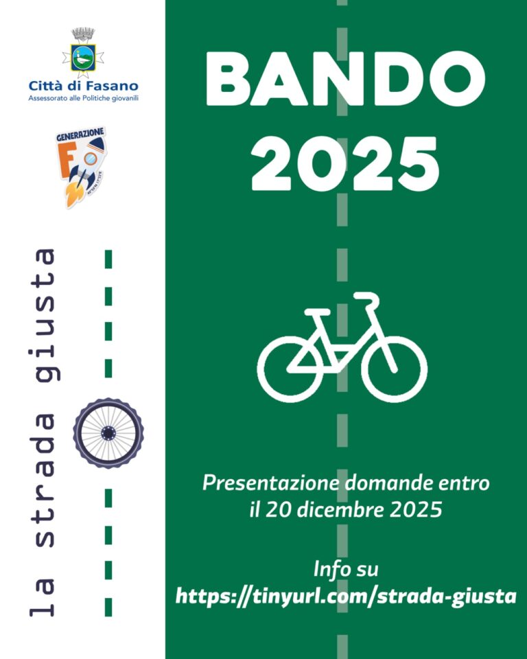 Politiche giovanili, pubblicato il bando 2026 «La Strada Giusta»: 15 city-bike per gli studenti più meritevoli Politiche giovanili, pubblicato il bando 2026 «La Strada Giusta»: 15 city-bike per gli studenti più meritevoli - Osservatorio Fasano