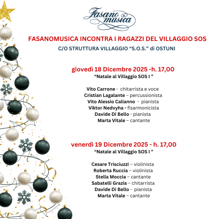 La musica scalda il Natale: Fasanomusica di nuovo al Villaggio Sos di Ostuni - Osservatorio Fasano