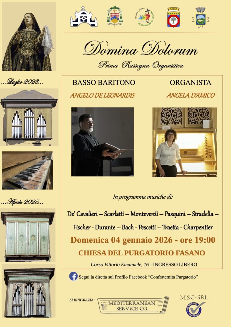 Gran finale per la rassegna organistica “Domina Dolorum” a Fasano Gran finale per la rassegna organistica “Domina Dolorum” a Fasano - Osservatorio Fasano