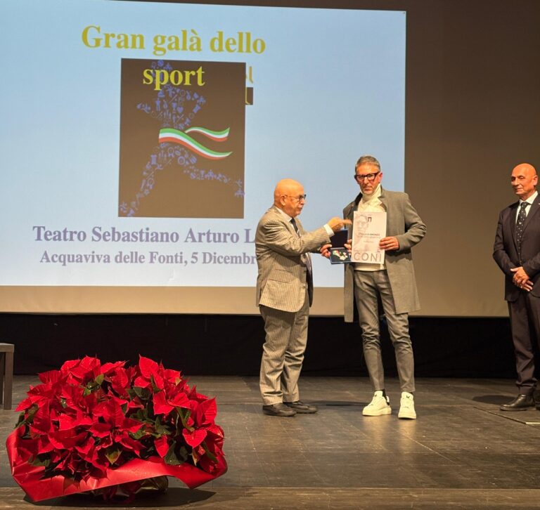 Onore al Merito Sportivo: Antonio Zizzi riceve la Stella di Bronzo CONI - Osservatorio Fasano