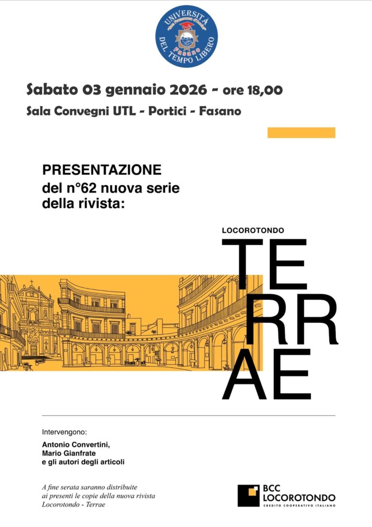 TERRAE n. 62: la rivista della BCC Locorotondo torna per raccontare storia, economia e attualità del territorio - Osservatorio Fasano