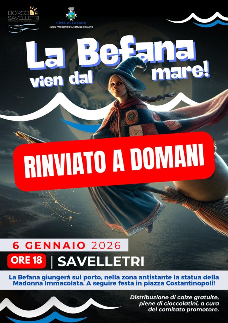 Rinviato l’evento “La Befana vien dal mare” - Osservatorio Fasano