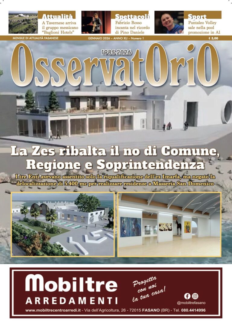 Da oggi in edicola il numero di gennaio di Osservatorio Da oggi in edicola il numero di gennaio di Osservatorio - Osservatorio Fasano