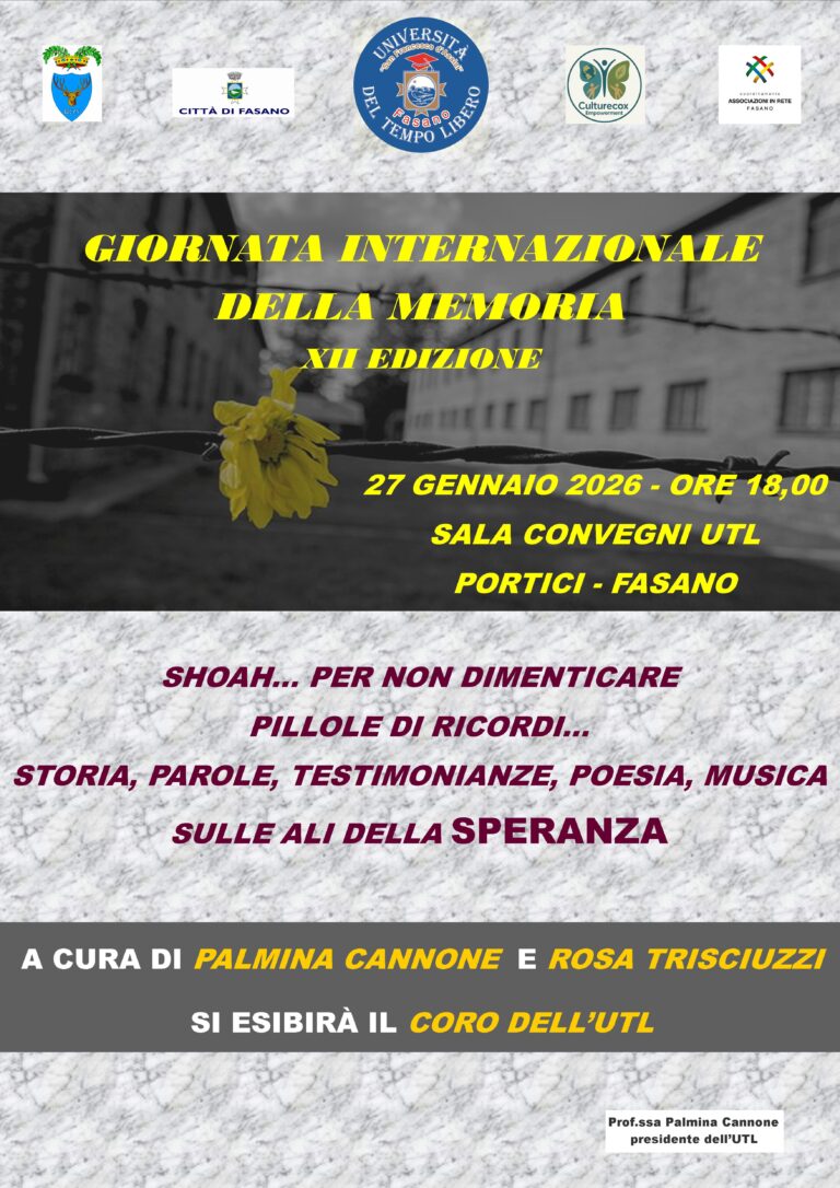 L’UTL ricorda la Shoah L’UTL ricorda la Shoah - Osservatorio Fasano