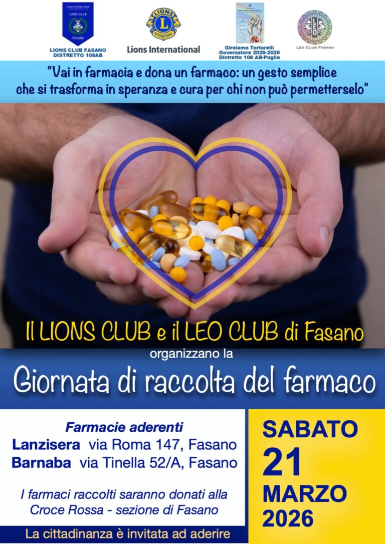 I Lions ed i Leo di Fasano insieme per la raccolta dei farmaci I Lions ed i Leo di Fasano insieme per la raccolta dei farmaci - Osservatorio Fasano