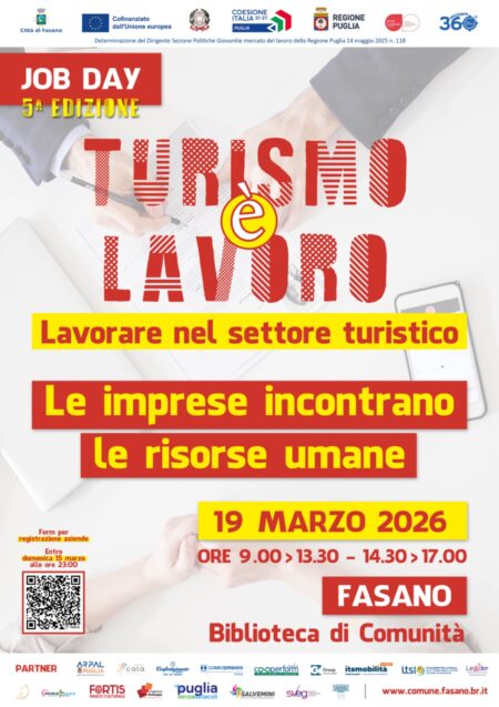 Turismo (é) Lavoro, il 19 marzo il 5 Job Jay della Città di Fasano Turismo (é) Lavoro, il 19 marzo il 5 Job Jay della Città di Fasano - Osservatorio Fasano
