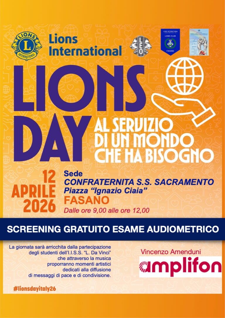 I Lions ed i Leo di Fasano in Piazza Ciaia per il “Lions Day” I Lions ed i Leo di Fasano in Piazza Ciaia per il “Lions Day” - Osservatorio Fasano