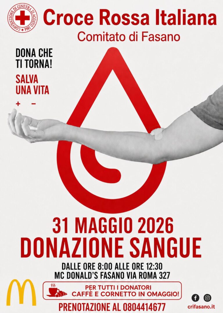 Croce Rossa e McDonald’s Fasano: una squadra speciale per la donazione di sangue - Osservatorio Fasano