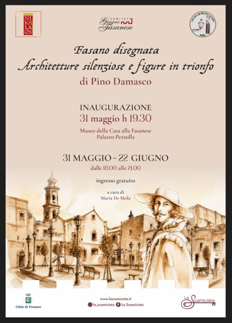 Fasano disegnata: l’incanto delle architetture silenziose e delle figure in trionfo Fasano disegnata: l'incanto delle architetture silenziose e delle figure in trionfo - Osservatorio Fasano