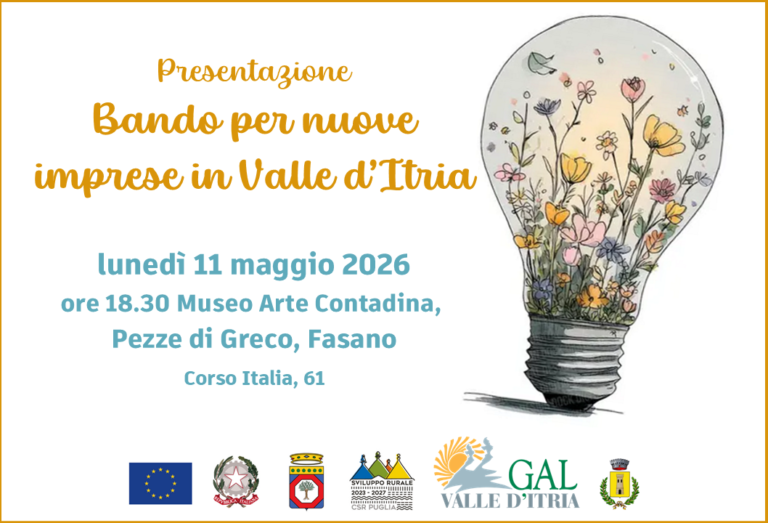Presentazione del bando per nuove imprese in Valle d’Itria. - Osservatorio Fasano