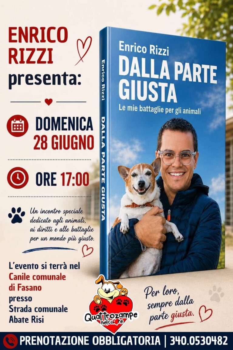 "Dalla parte giusta": Enrico Rizzi presenta il suo libro al Canile Comunale di Fasano - Osservatorio Fasano