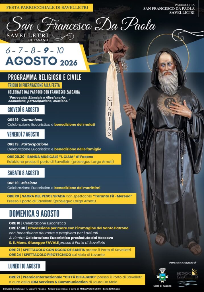 Festa Parrocchiale di San Francesco da Paola, presentato il programma a Savelletri - Osservatorio Fasano Festa Parrocchiale di San Francesco da Paola, presentato il programma a Savelletri - Osservatorio Fasano