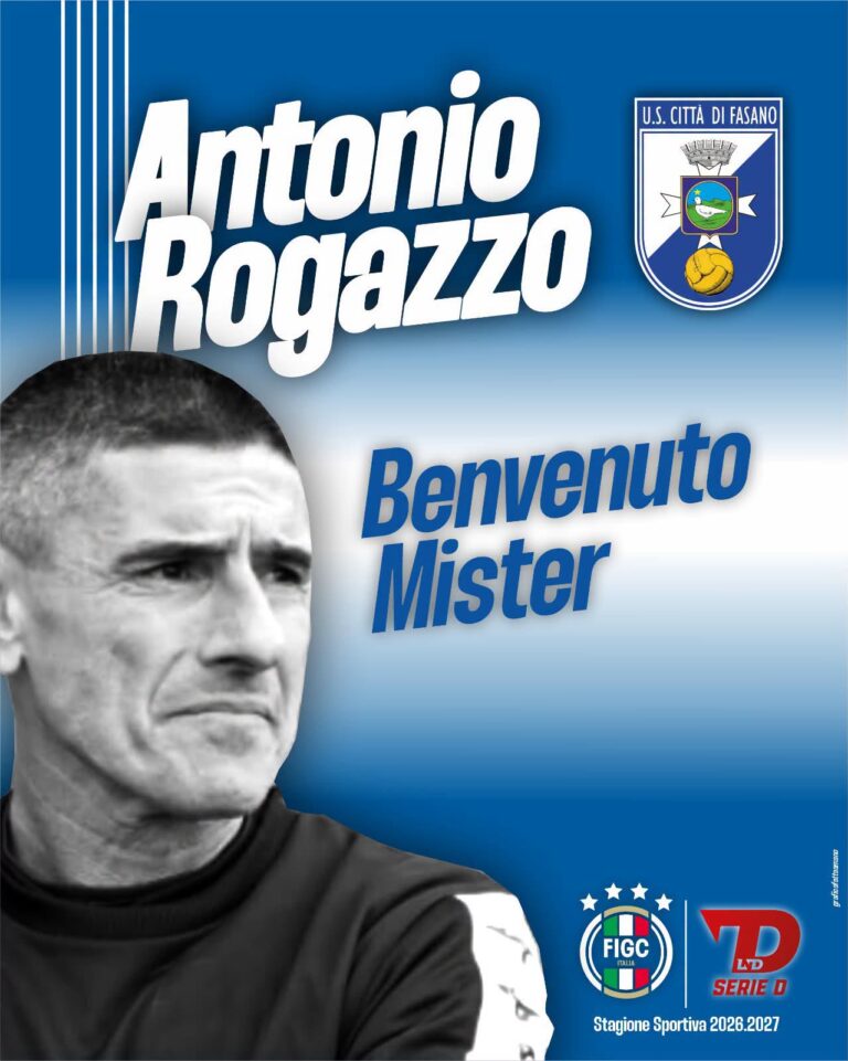 Antonio Rogazzo è il nuovo allenatore dell’US Città di Fasano Antonio Rogazzo è il nuovo allenatore dell’US Città di Fasano - Osservatorio Fasano