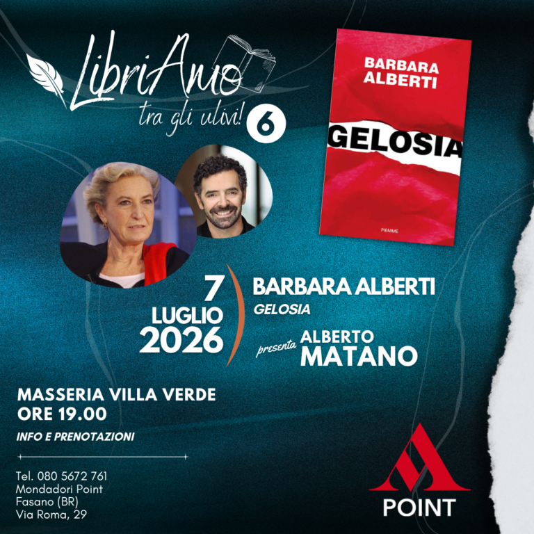 Con Barbara Alberti e la sua “Gelosia” riparte “LibriAmo…tra gli ulivi” - Osservatorio Fasano