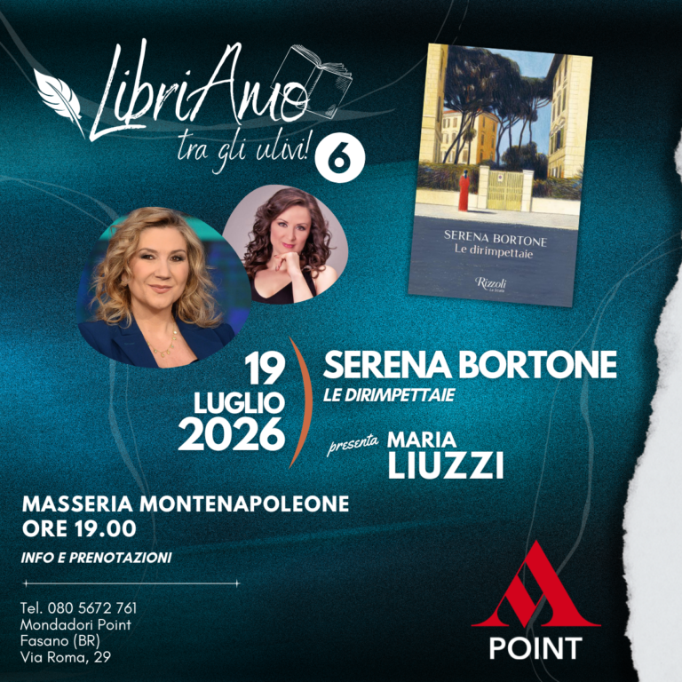 Serena Bortone a “LibriAmo…tra gli Ulivi” con il nuovo romanzo “Le dirimpettaie” Serena Bortone a “LibriAmo...tra gli Ulivi” con il nuovo romanzo "Le dirimpettaie" - Osservatorio Fasano