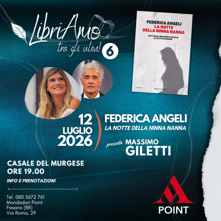 Federica Angeli torna a “LibriAmo…tra gli Ulivi”: il 12 luglio presenta “La notte della ninna nanna” Federica Angeli torna a “LibriAmo...tra gli Ulivi”: il 12 luglio presenta "La notte della ninna nanna" - Osservatorio Fasano