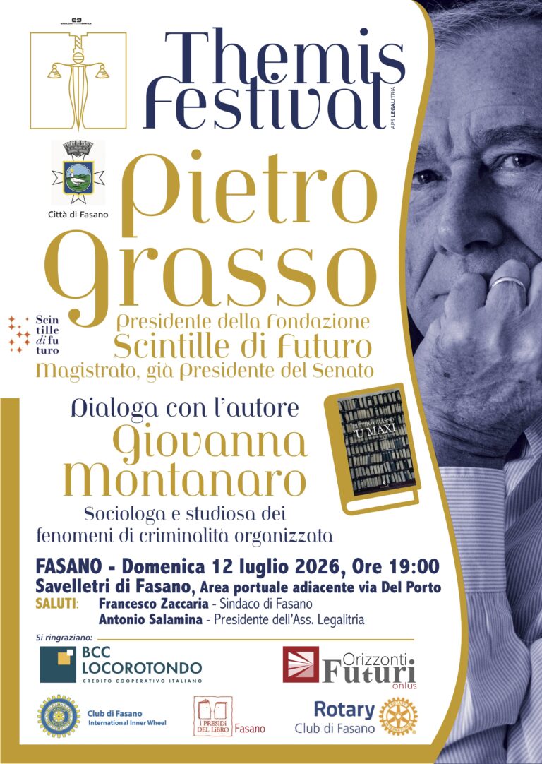 Pietro Grasso a Fasano per presentare “U Maxi”: la storia del maxiprocesso che cambiò l’Italia Pietro Grasso a Fasano per presentare "U Maxi": la storia del maxiprocesso che cambiò l'Italia - Osservatorio Fasano