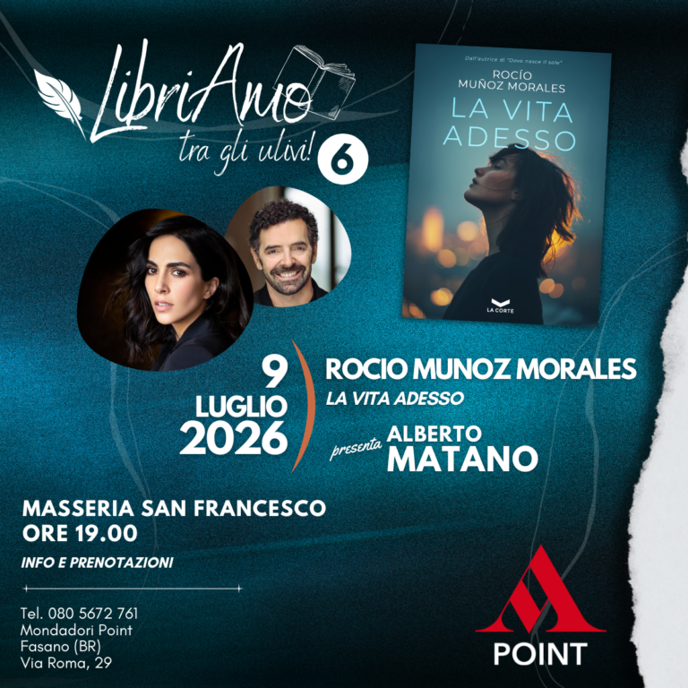 Rocío Muñoz Morales nel nuovo appuntamento di “LibriAmo… tra gli ulivi” con “La vita adesso” Rocío Muñoz Morales nel nuovo appuntamento di “LibriAmo… tra gli ulivi” con “La vita adesso” - Osservatorio Fasano