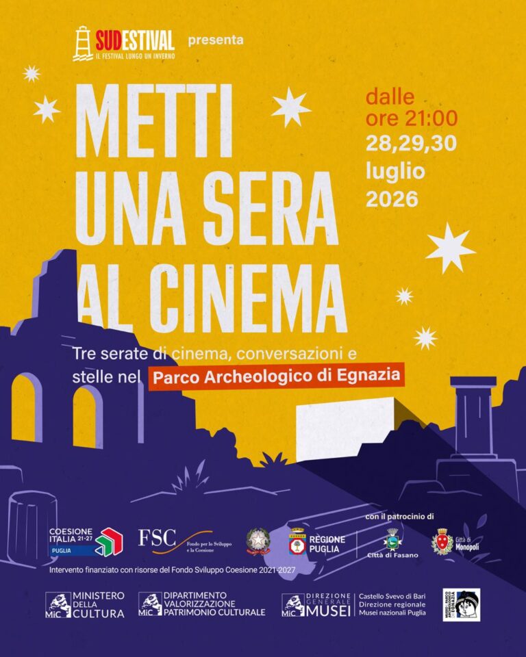 Il grande cinema del Sudestival illumina Egnazia: Fasano e Monopoli presentano “Metti una sera al cinema” Il grande cinema del Sudestival illumina Egnazia: Fasano e Monopoli presentano "Metti una sera al cinema" - Osservatorio Fasano
